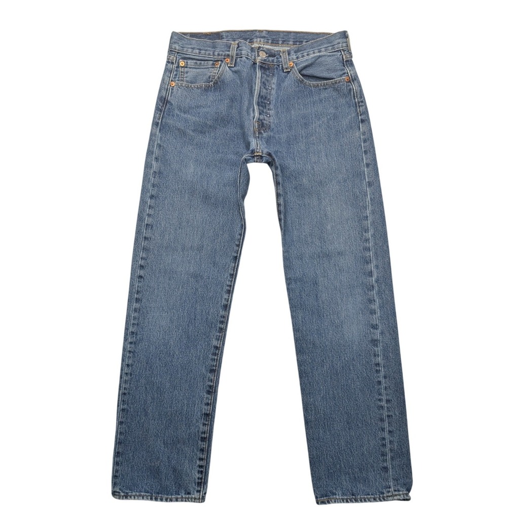 Levis 501 Original Fit Jeans Mens W31 L30 Blue Medium Wash Button Fly Straight
